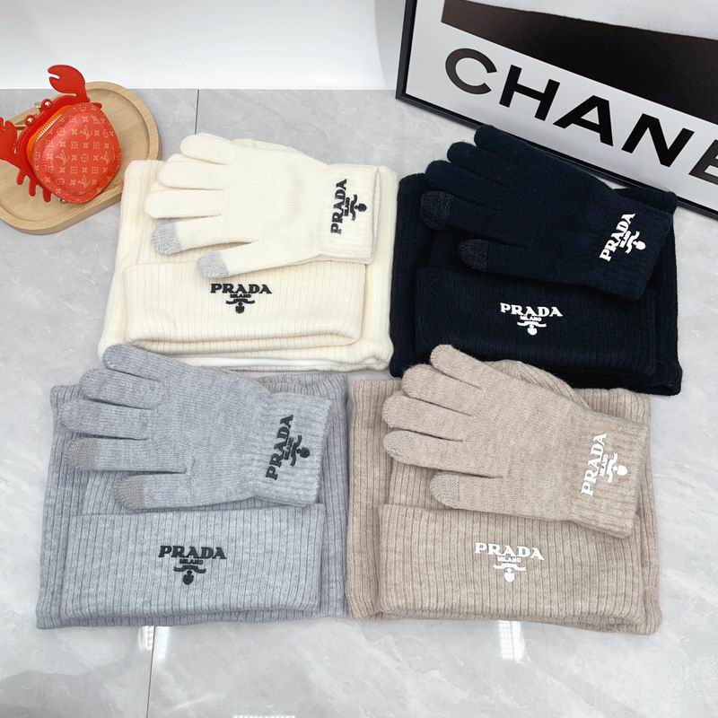 Prada Scarf Hat Gloves 3PCS 0717